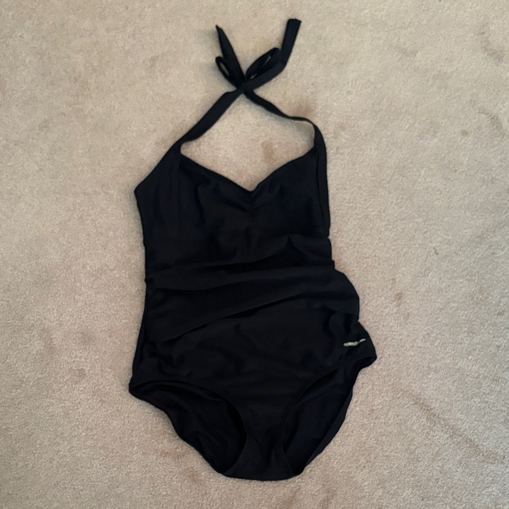 Speedo Stylish Black One Piece Swimsuit Size 14